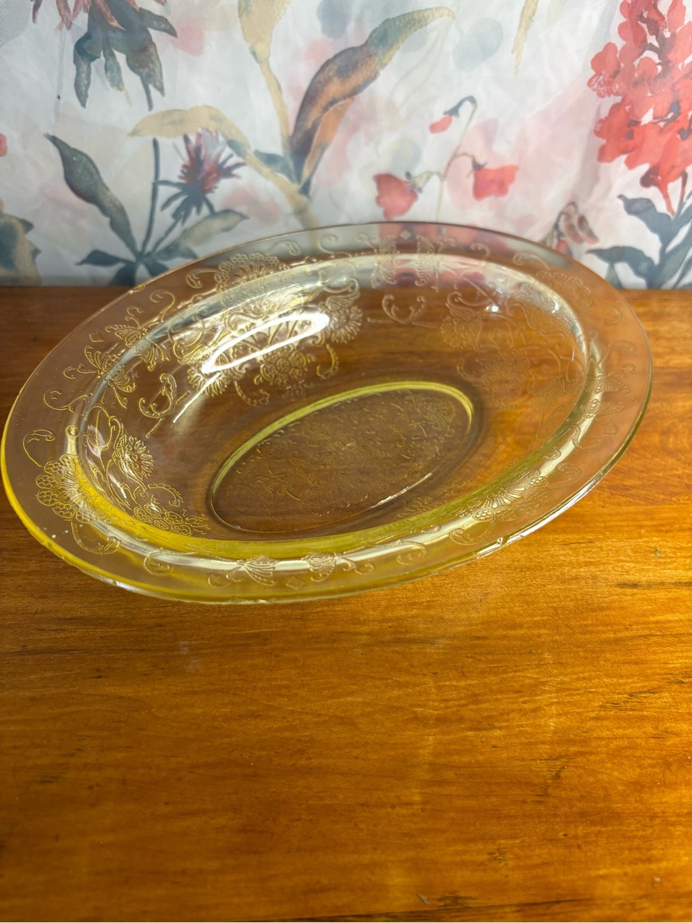 Vintage Yellow Glass Serving Bowl